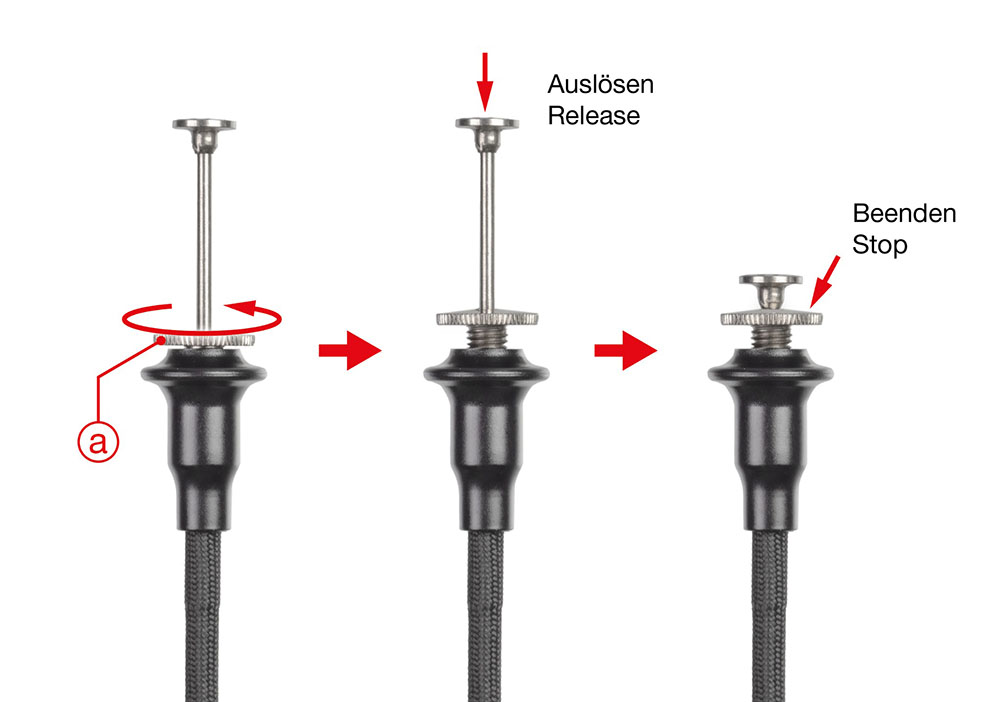 Cable Release with auto-lock disc, fabric coating, 50 cm (19.7 in.)