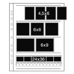 Negative Filing Sheets for 60 mm film for 4 negative strips, Glassine, 100 sheets